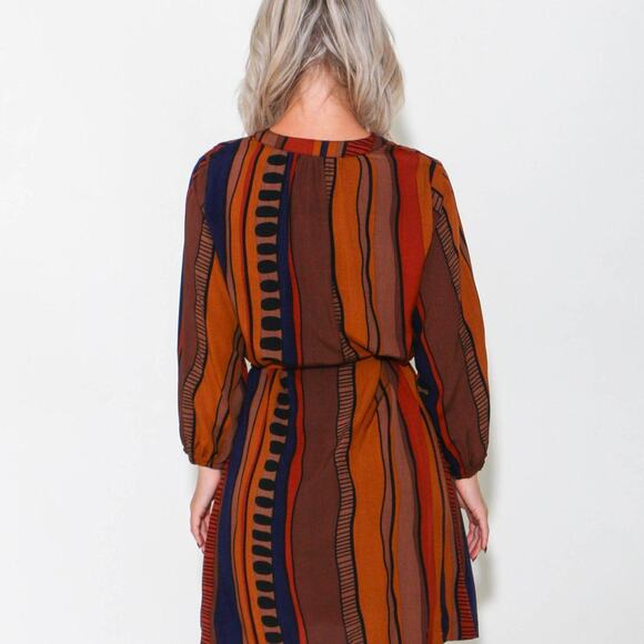 Western Boho Midi Dress Rust Stripe | Anthropologie Style Desert Boho | Umgee - Picture 6 of 6